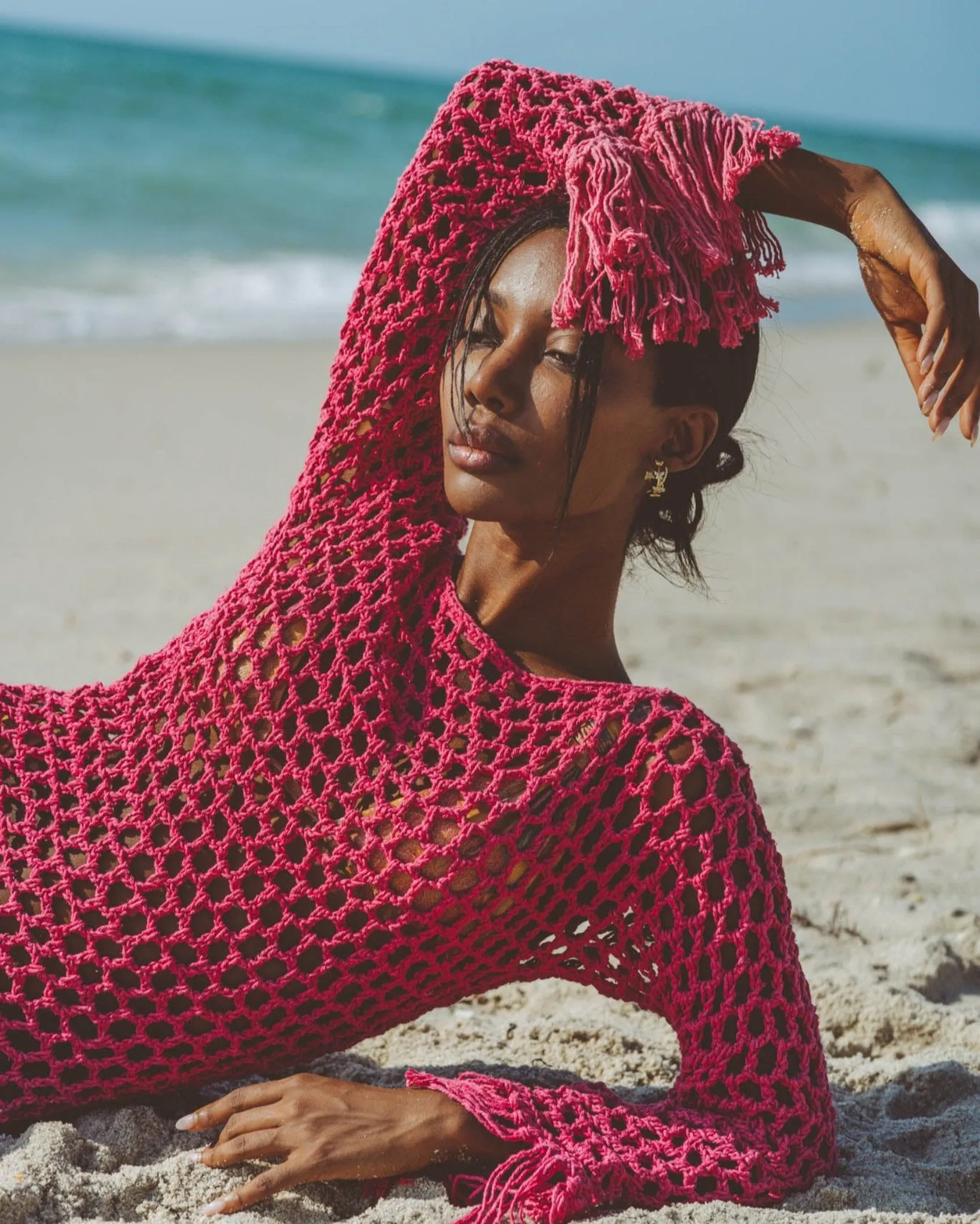 Violet Fuchsia Crochet Mini Dress