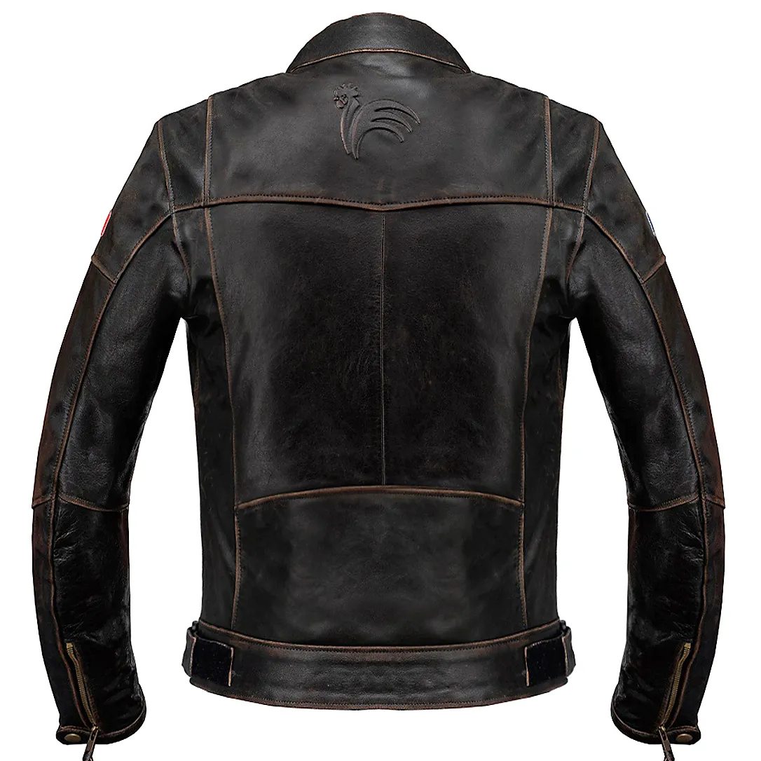 VIVE LA FRANCE RETRO MOTORCYCLE LEATHER JACKET