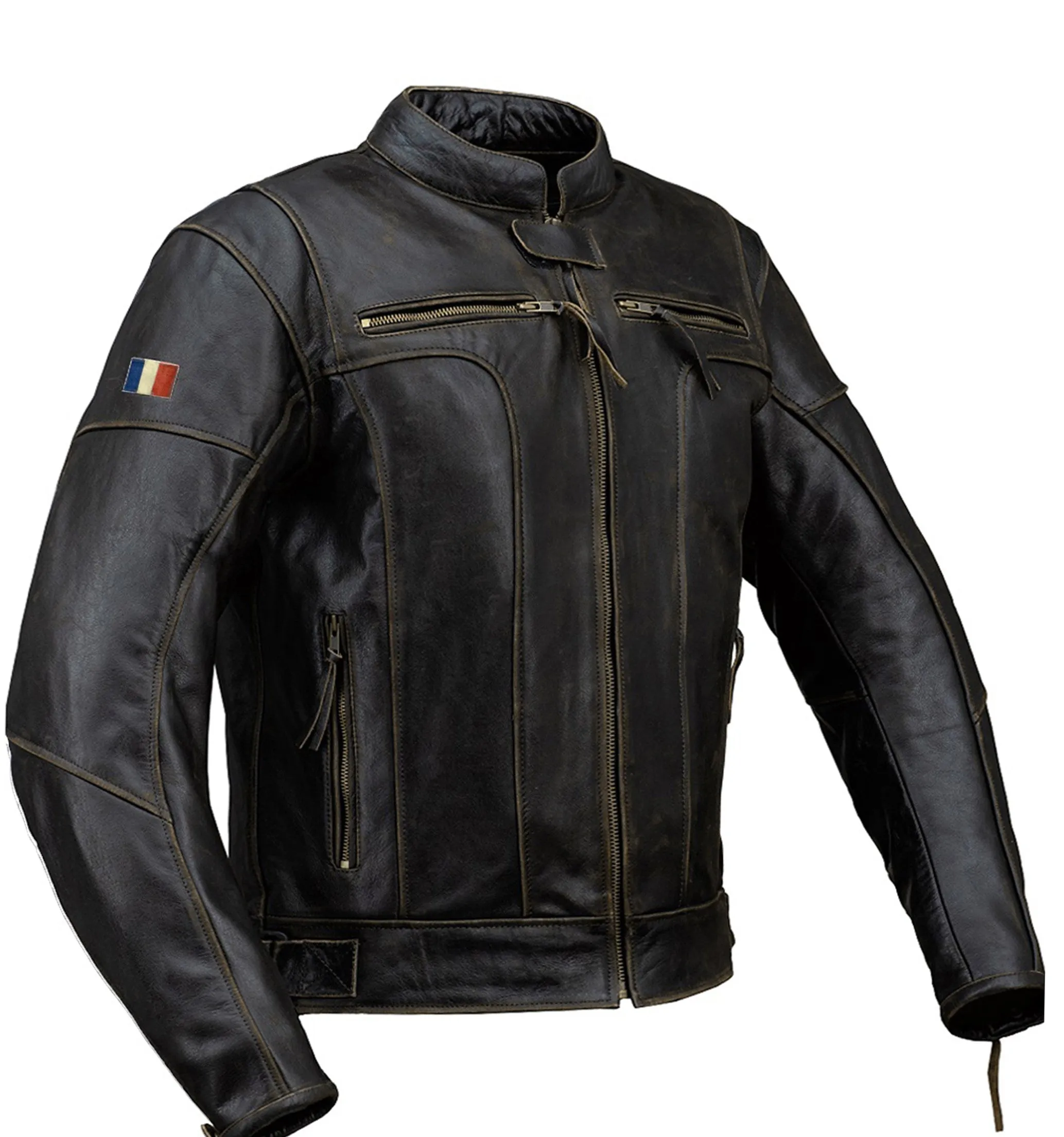 VIVE LA FRANCE RETRO MOTORCYCLE LEATHER JACKET