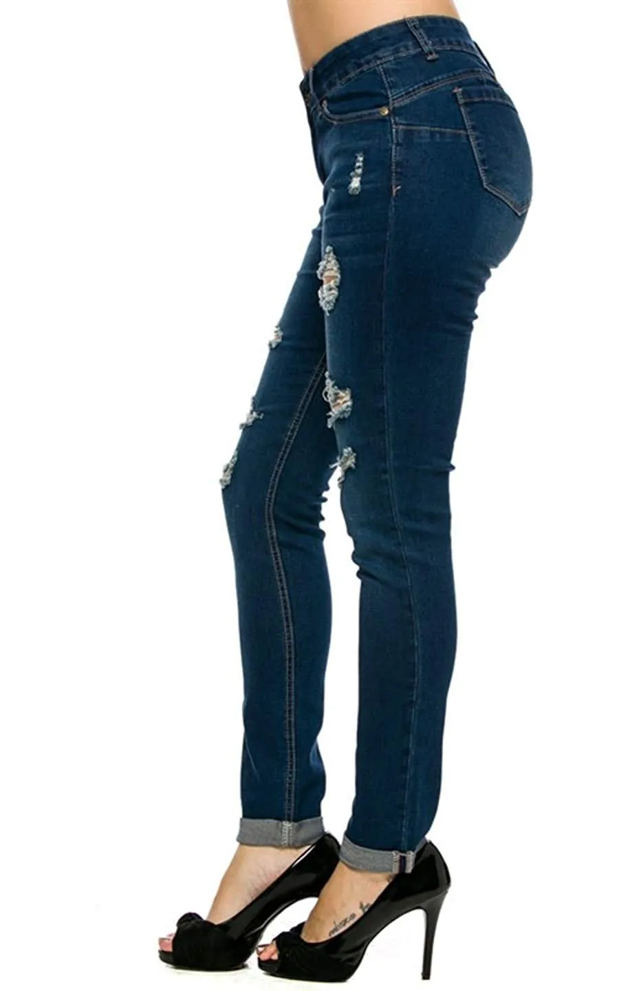 Wax Women's Push-Up 27" Skinny Jean w/ Destruction