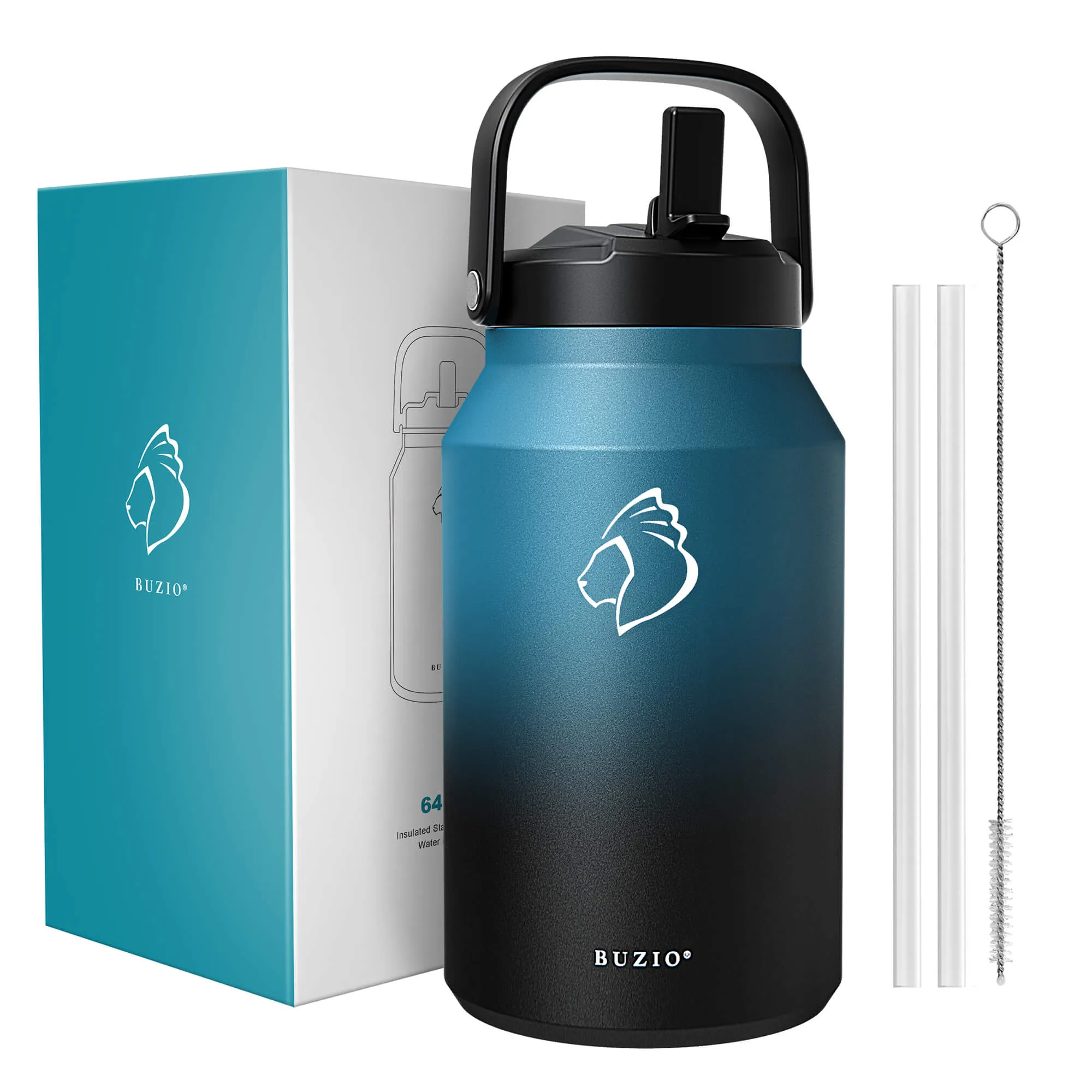 Wide Mouth Water Bottle with Straw Lid | 64oz | Indigo crush