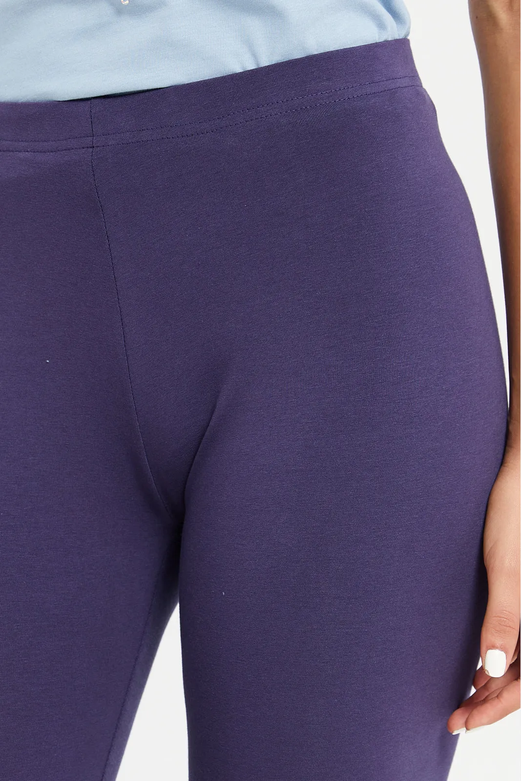 Women Purple Long Leggings