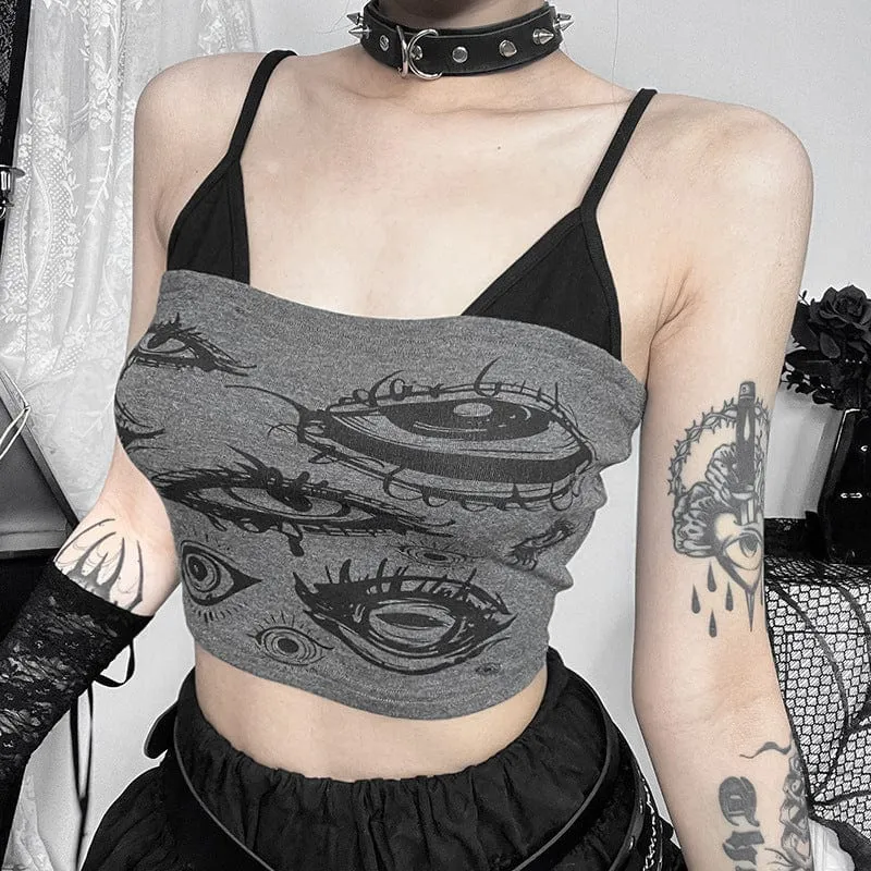 Women's Grunge Evil Eyes Printed Tank Top