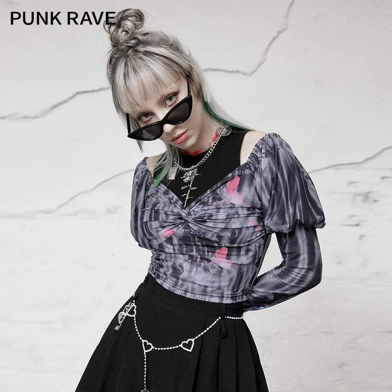 Women's Grunge Off-shoulder Tie-dye Tops