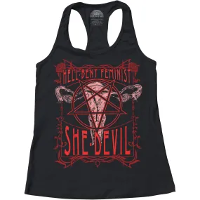 Women's Hell-Bent Feminist She-Devil Racerback Tank Top