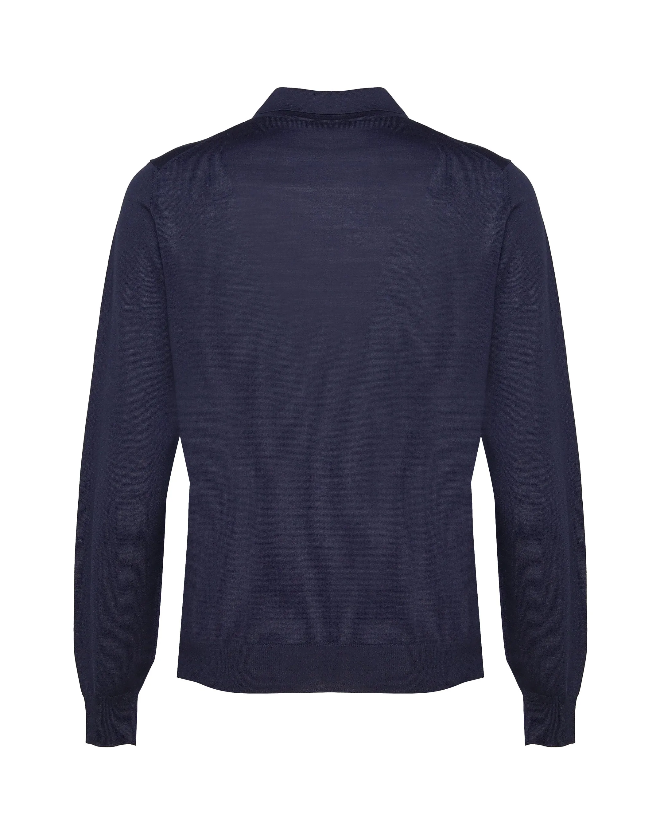 Wool Ribbed Polo Sweater in Blue