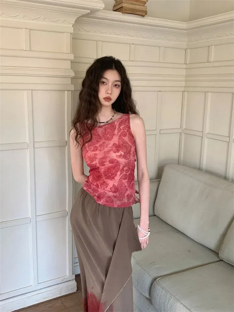 Y2k Aesthetic Sweet Sexy Tank Top Women Sleeveless Streetwear Casual Tanks Backless Harajuku All Match Hollow Out Cropped Tops