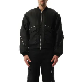 Zip Back Bomber Jacket in Jet Black